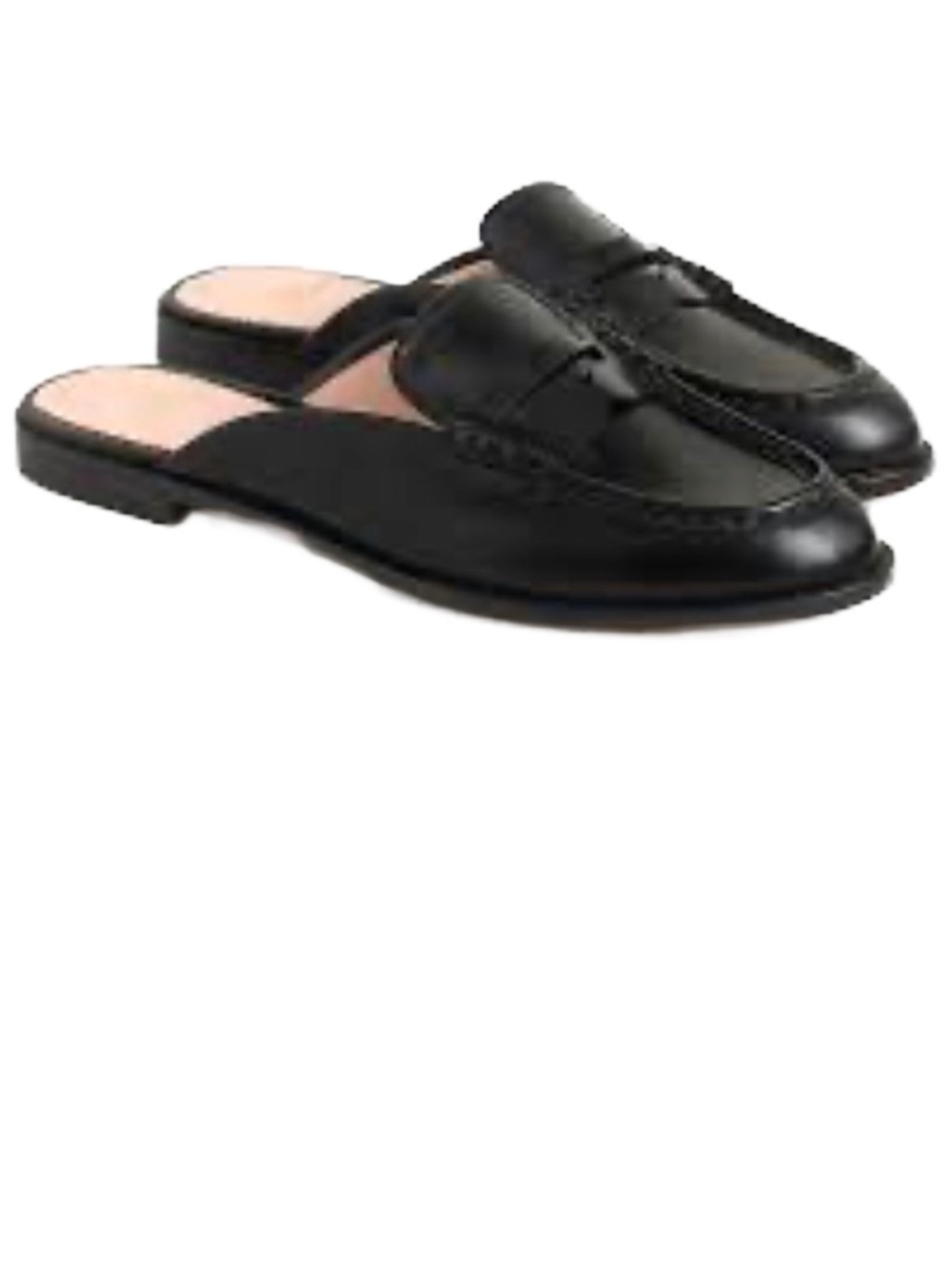 J. Crew Black Leather Backless Loafers